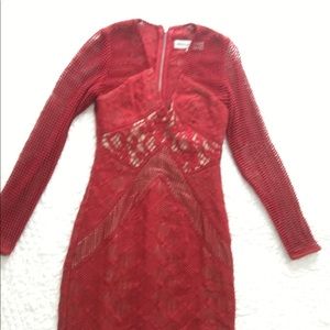 Red Long Sleeve Lace Dress